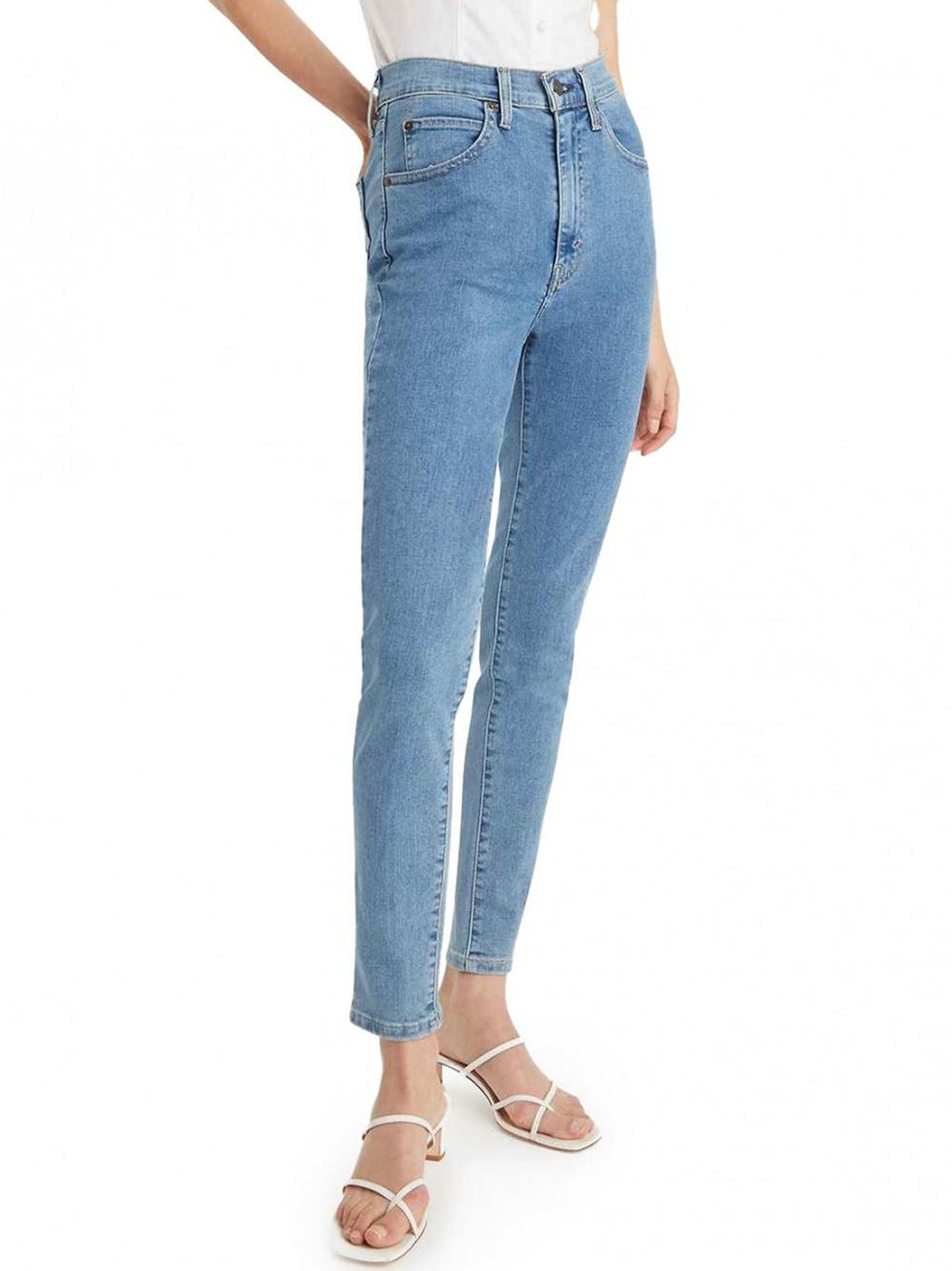Womens Semi Sweet Blue Retro High Skinny Jean