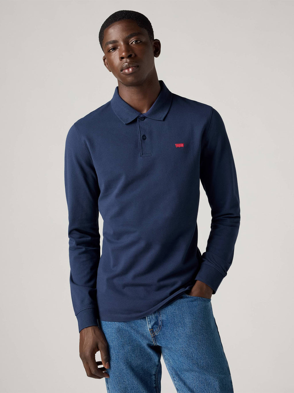 Mens Naval Academy Long Sleeve Slim Housemark Polo Polo Shirt