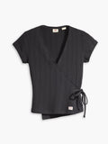 Womens Caviar Dry Goods Pointelle Wrap Top