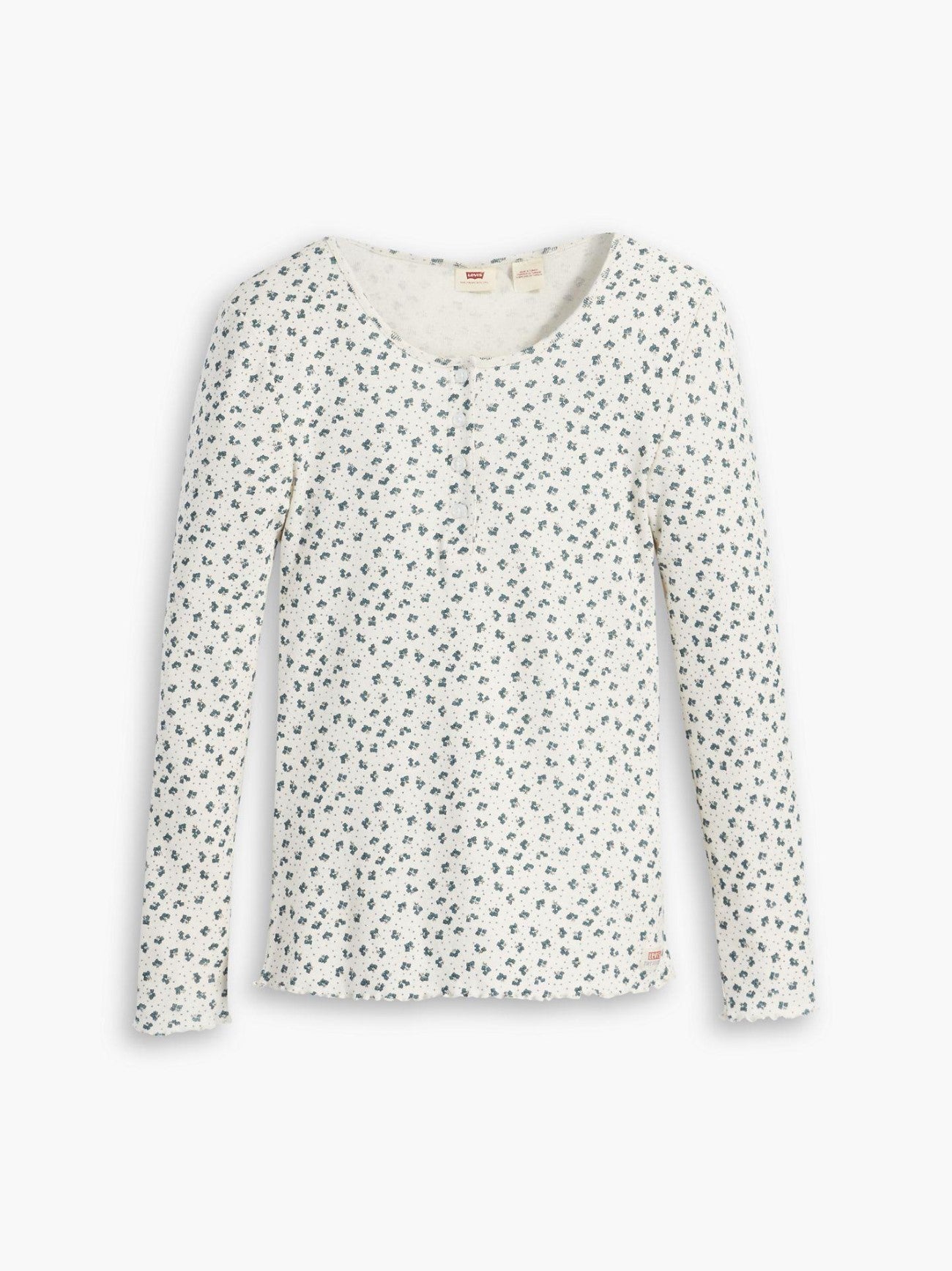 Womens Jane Floral Chasm Blue Dry Goods Henley Top
