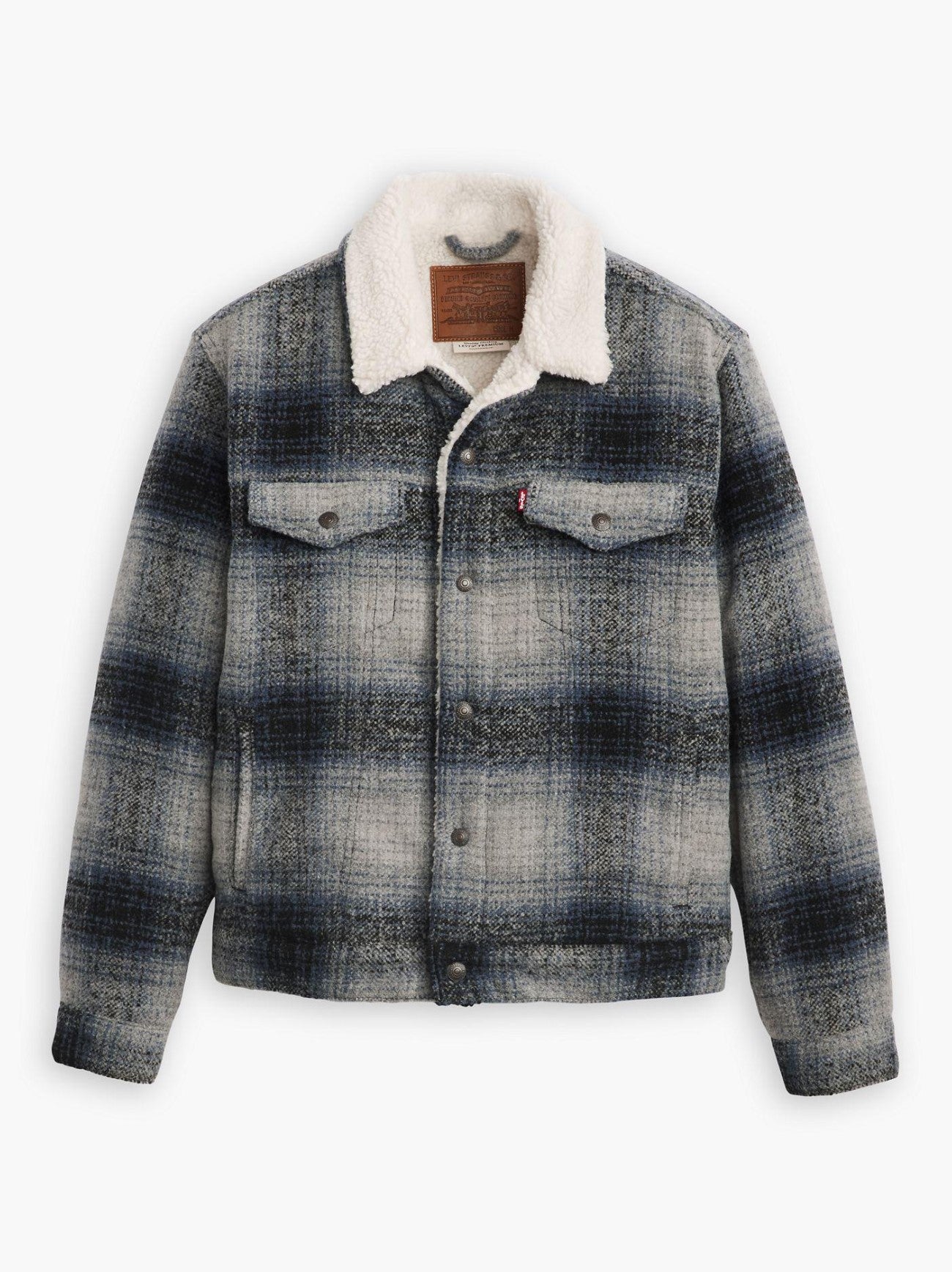 Mens Westin Plaid Car Park Grey Plaid Type3 Sherpa Truck Jacket