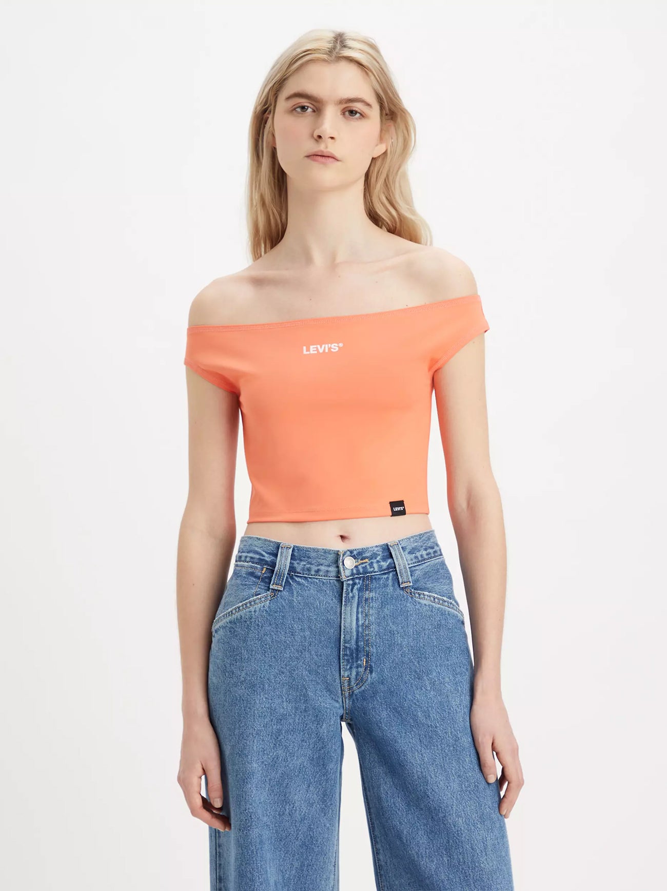 Womens Bardot Minimal Sport Logo Coral Quartz Graphic Print Bardot Tank T-Shirt