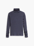 Womens Easy Stripe Blackberry Cordial Ruched Turtleneck Jumper
