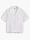 Womens Bright White Eyelet Bright White Joyce Short Sleeve Resort Shirt