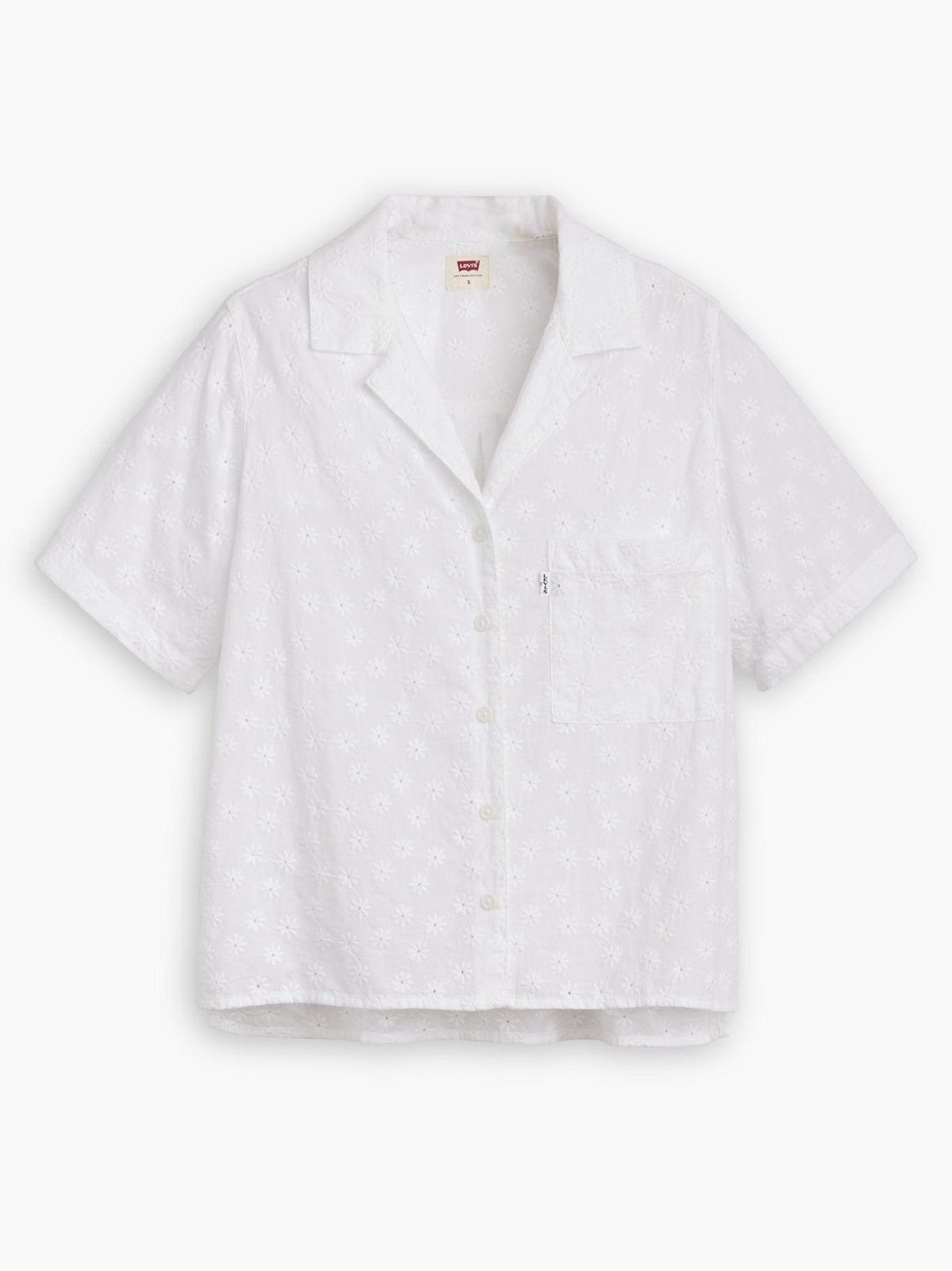 Womens Bright White Eyelet Bright White Joyce Short Sleeve Resort Shirt