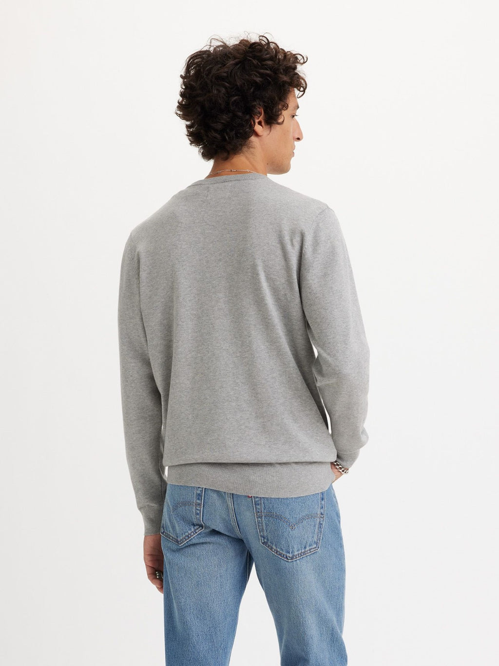 Mens Mid Tone Grey Heather Lightweight Sweater