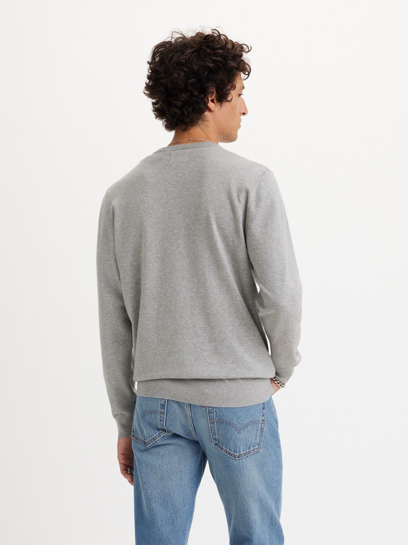 Mens Mid Tone Grey Heather Lightweight Sweater