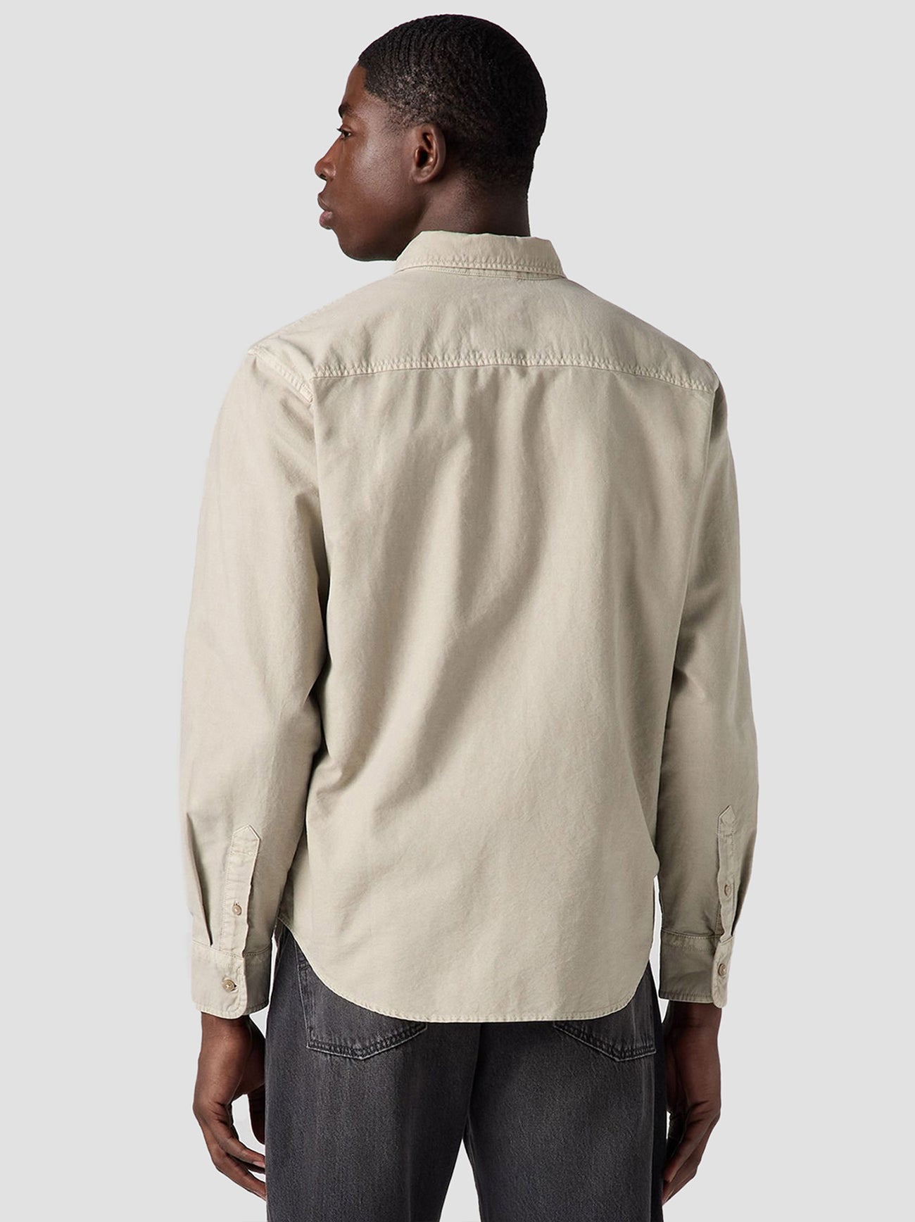 Mens Colby Vintage Khaki Garment Dye Authentic Logo Button Down Shirt