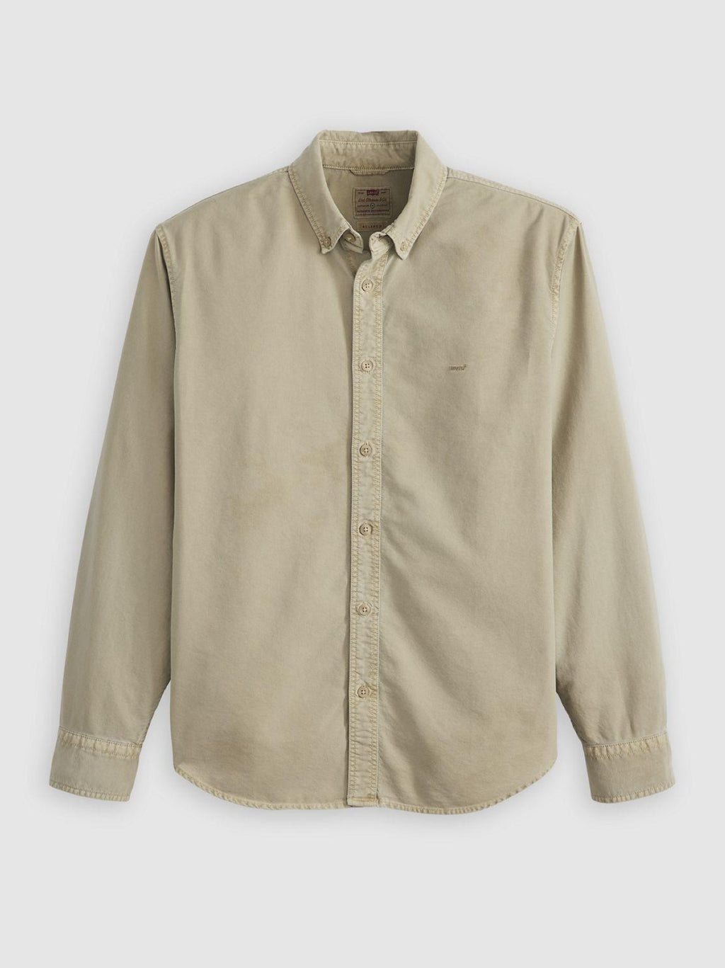 Mens Colby Vintage Khaki Garment Dye Authentic Logo Button Down Shirt