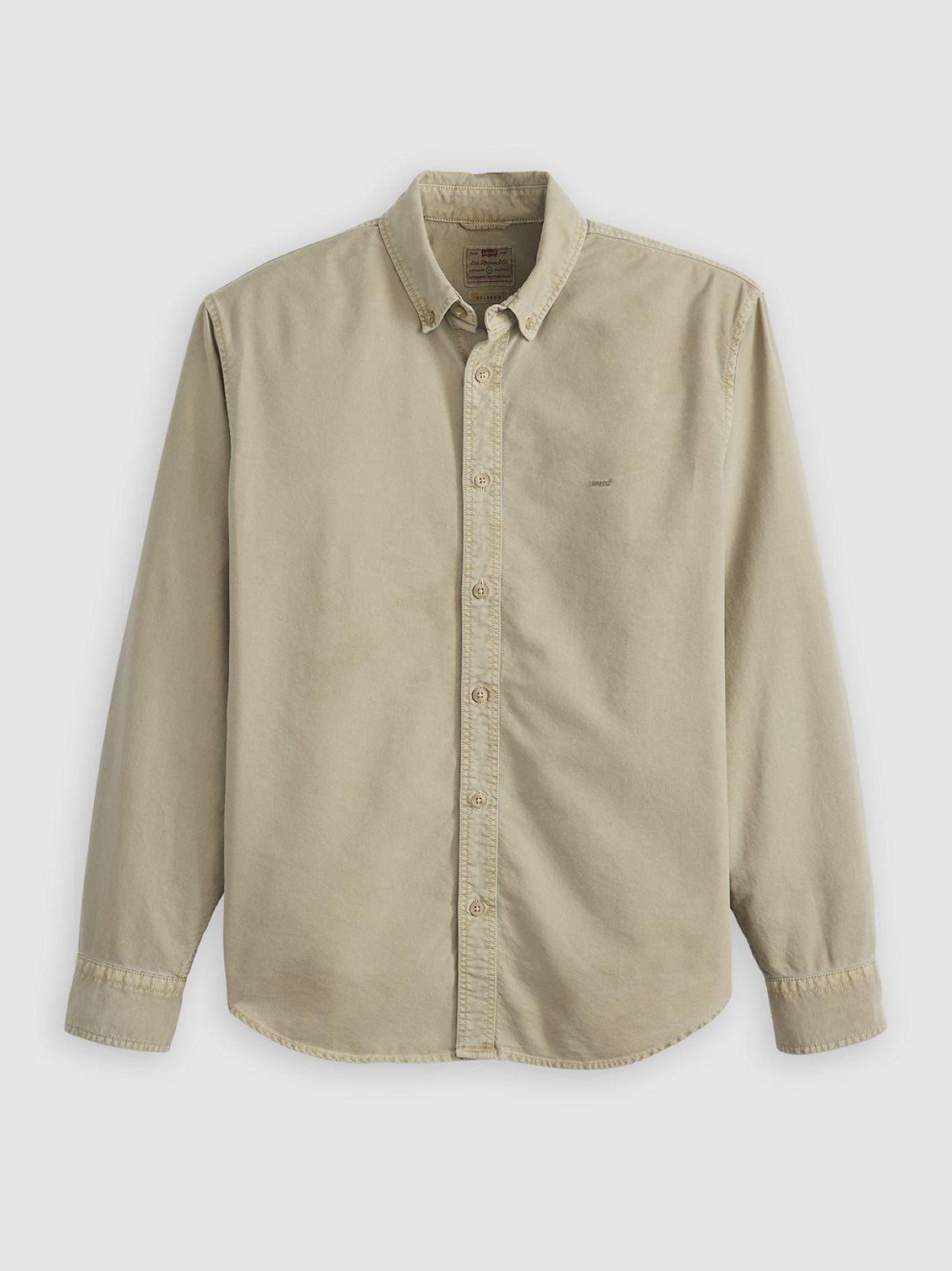 Mens Colby Vintage Khaki Garment Dye Authentic Logo Button Down Shirt