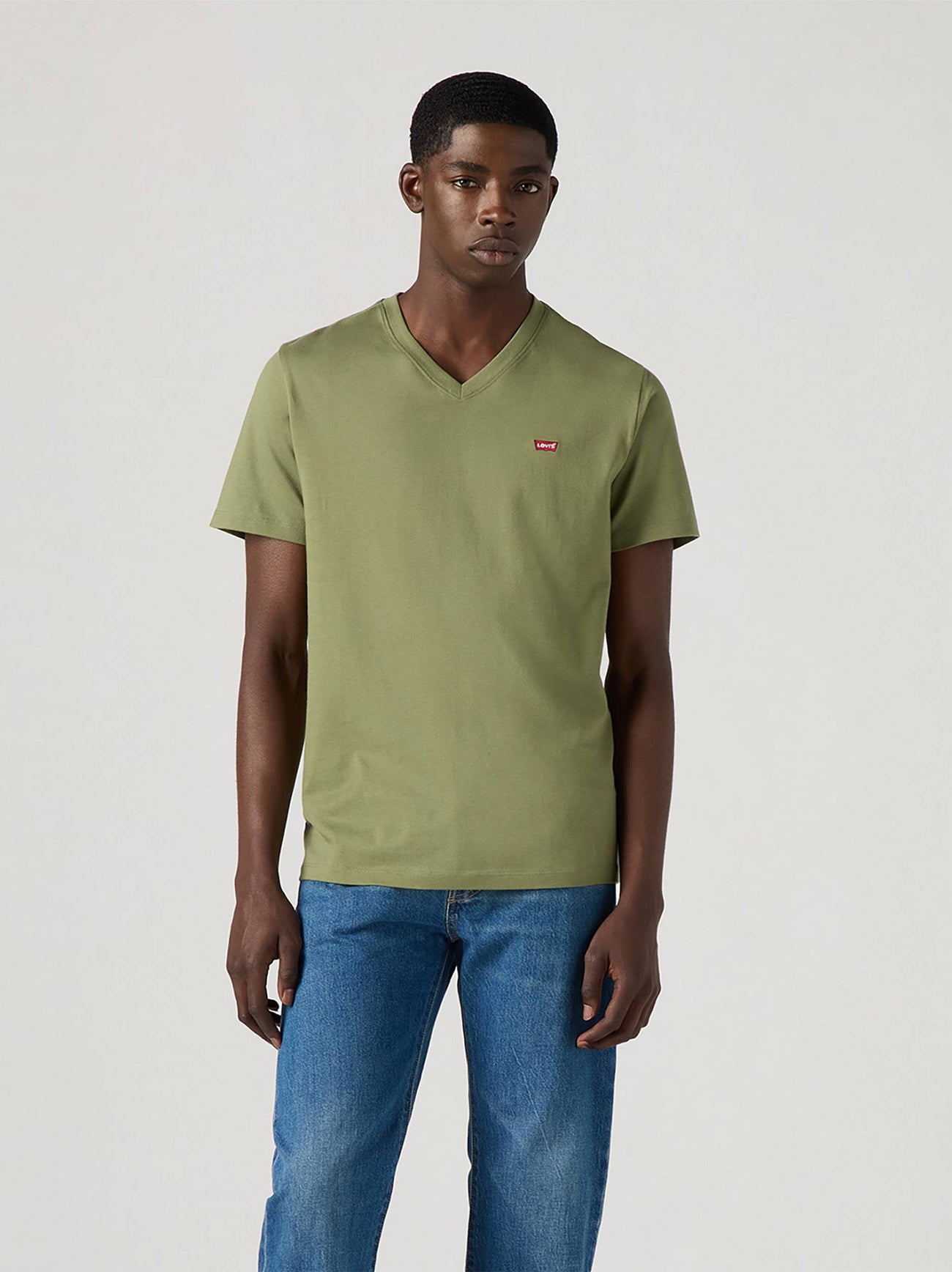Mens Bluish Olive Classic V-Neck T-Shirt