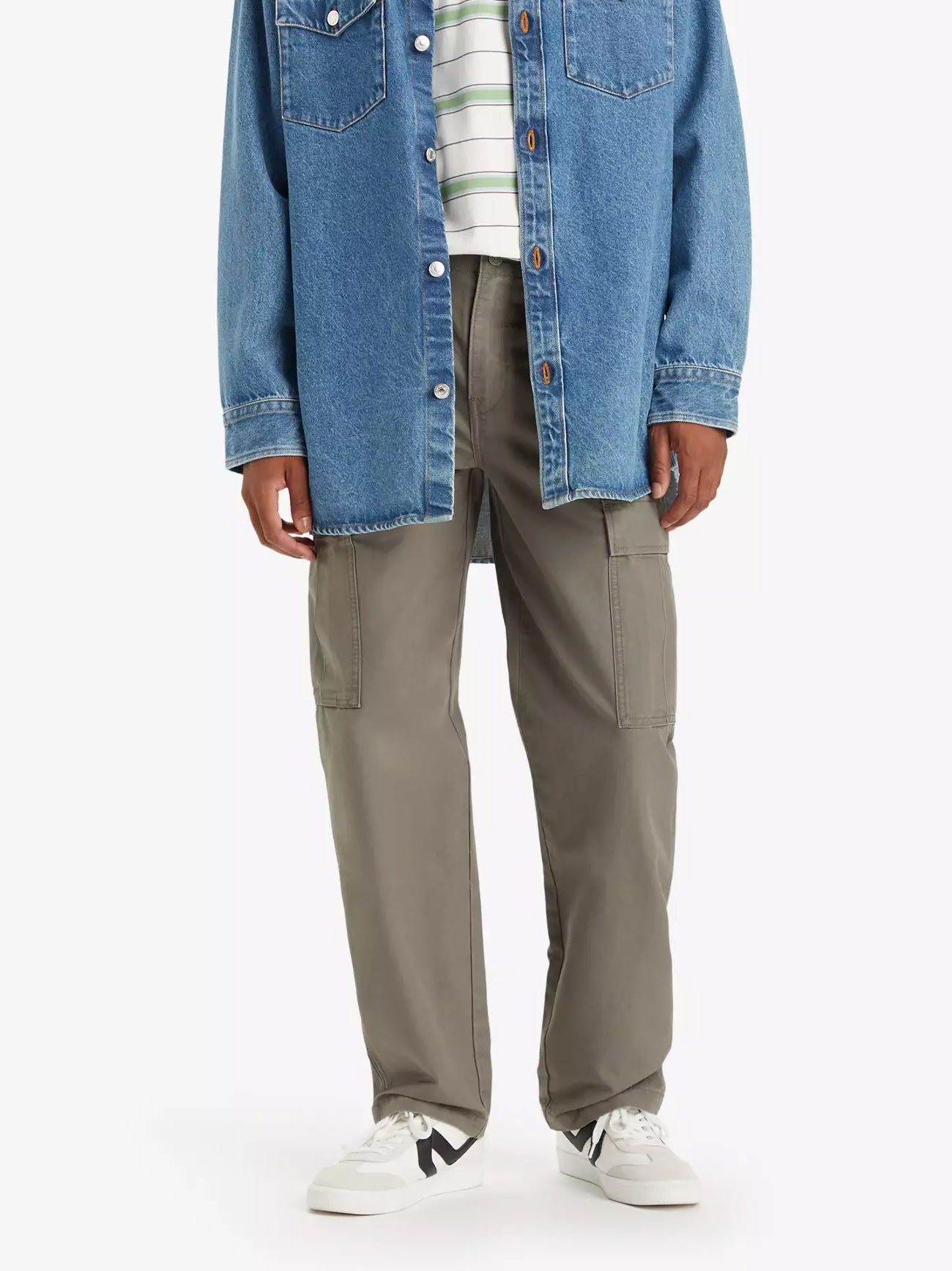 Mens Smokey Olive Cargo Straight Jean