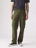 Mens Dark Olive Cargo Straight Jean