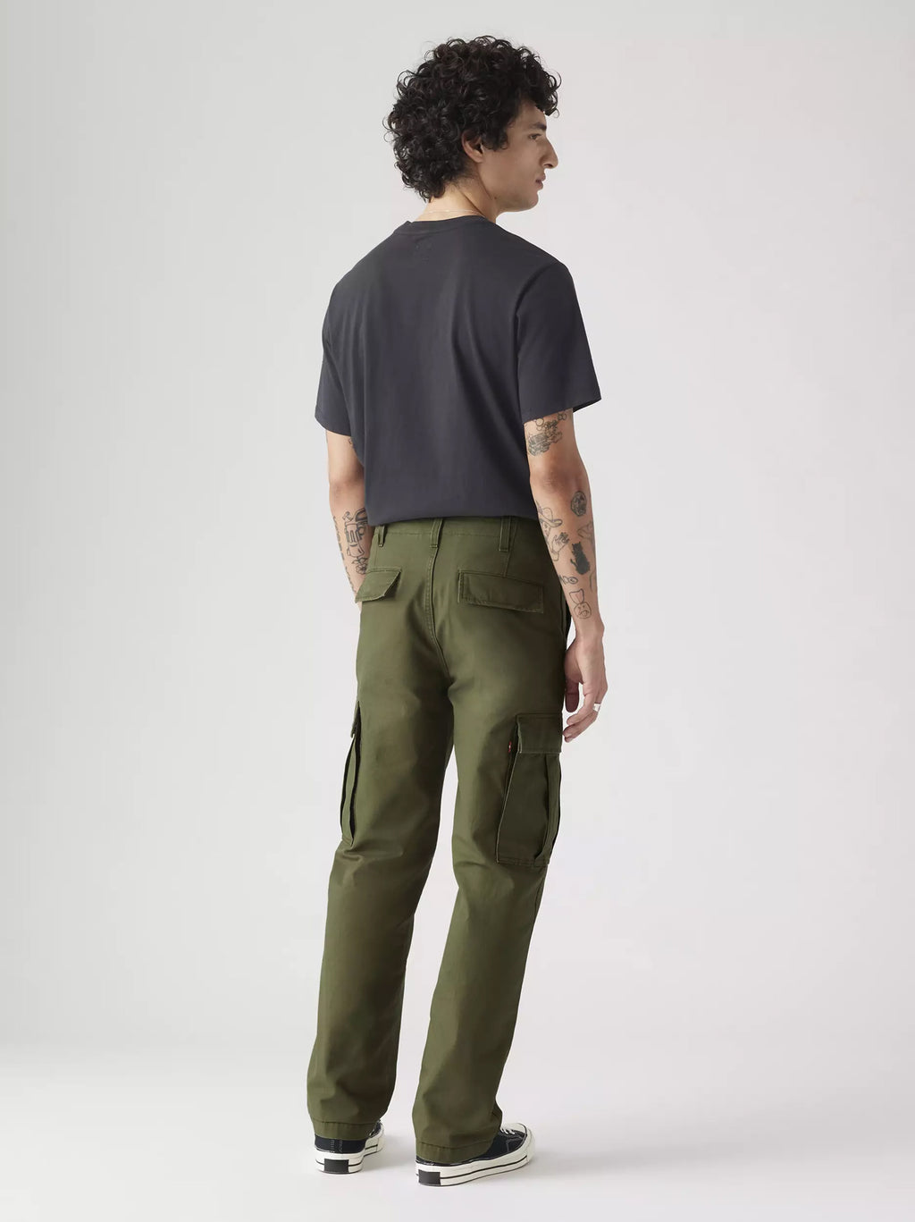 Mens Dark Olive Cargo Straight Jean