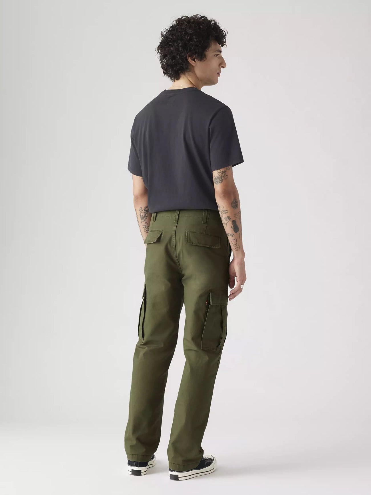 Mens Dark Olive Cargo Straight Jean