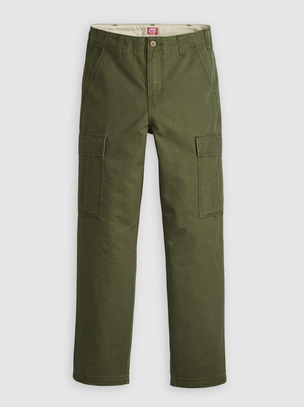 Mens Dark Olive Cargo Straight Jean