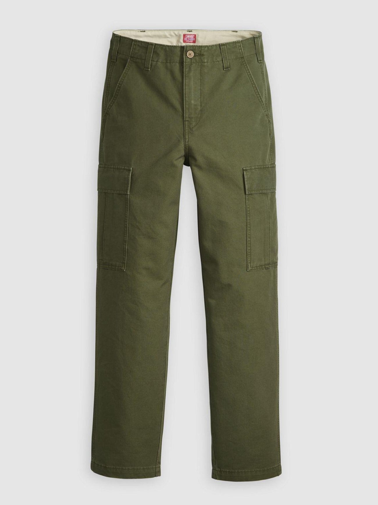 Mens Dark Olive Cargo Straight Jean