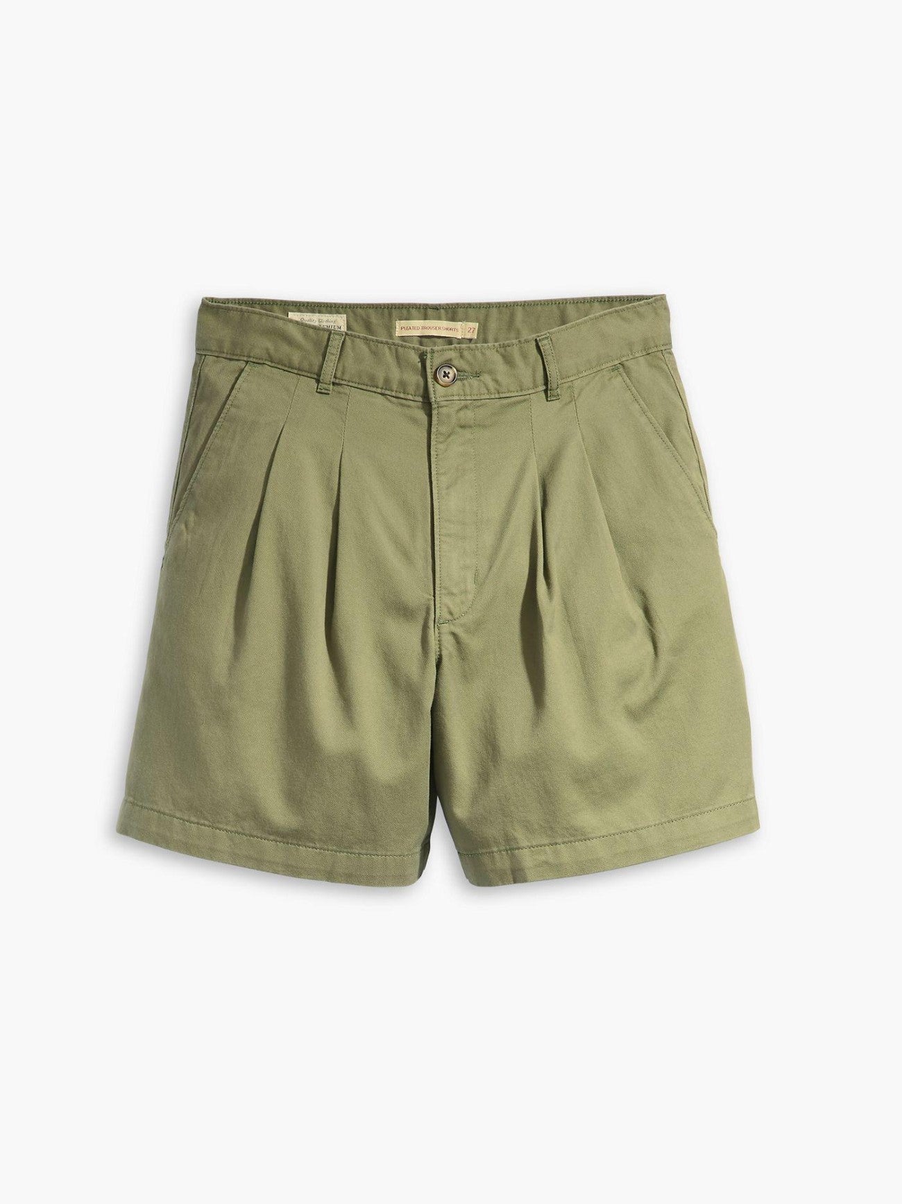 Womens Deep Lichen Green Pleated Trouser Short