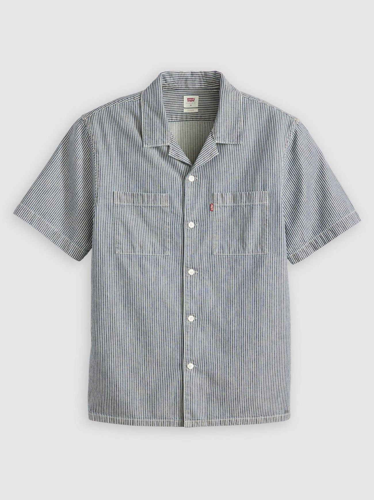 Mens Indy Mid Wash Stripe The Standard Camp Shirt