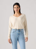 Womens White Swan Petal -Neck Sweater