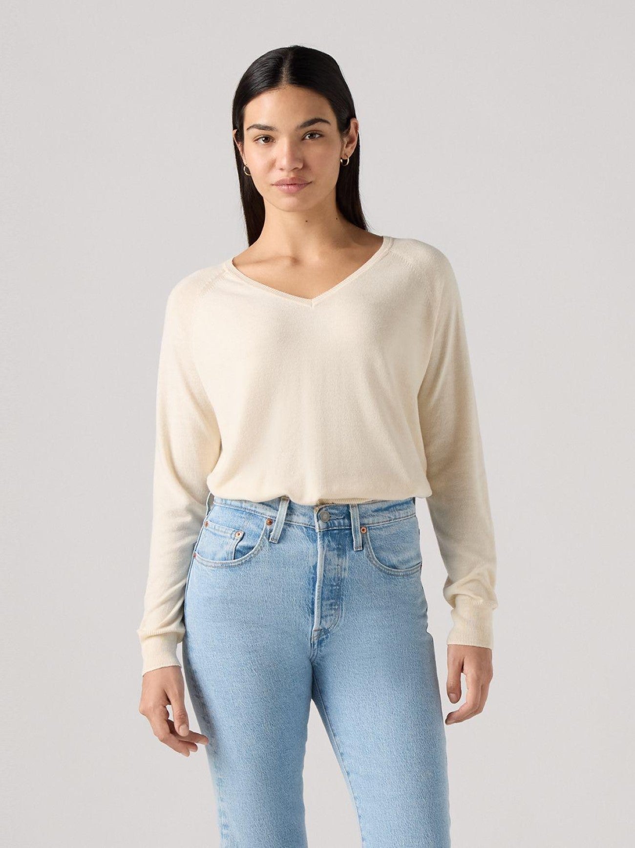 Womens White Swan Petal -Neck Sweater