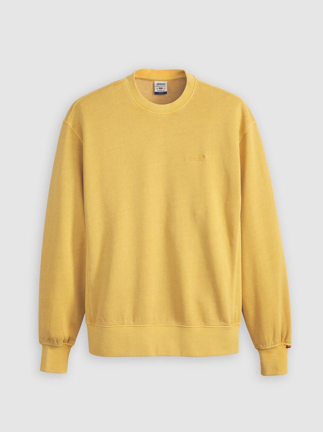 Mens Garment Dye Ochre Authentic Logo Crew Top