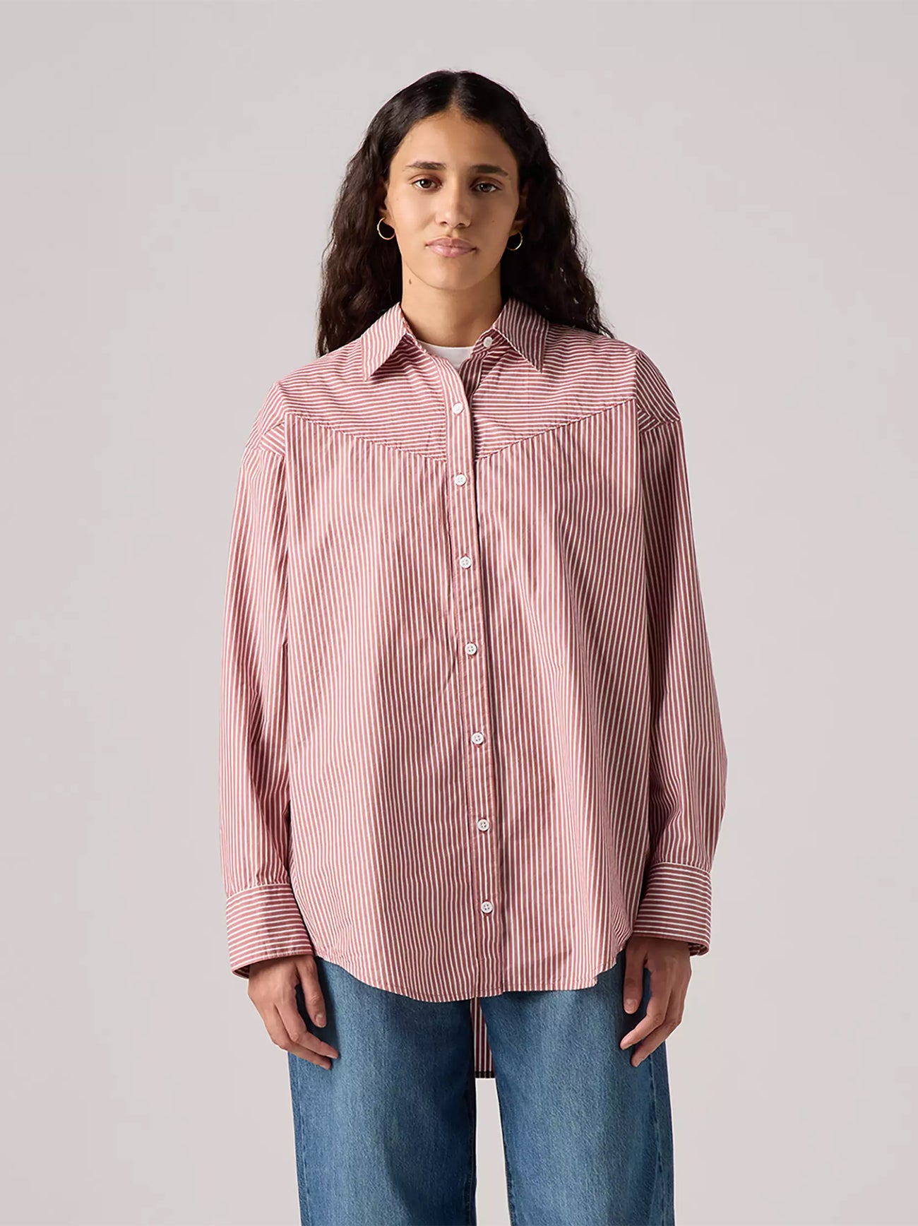 Womens Reynalda Stripe Marsala Pieced Lola Shirt