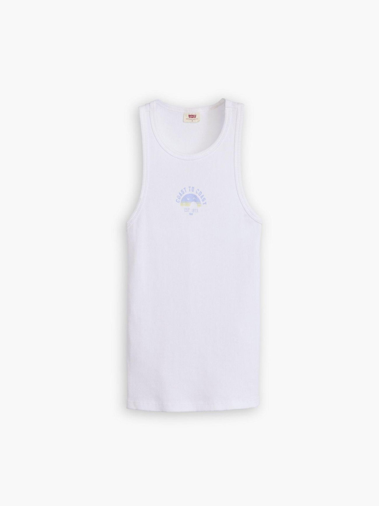Womens Coast To Coast Bright White Graphic Print Gemini Tank Top