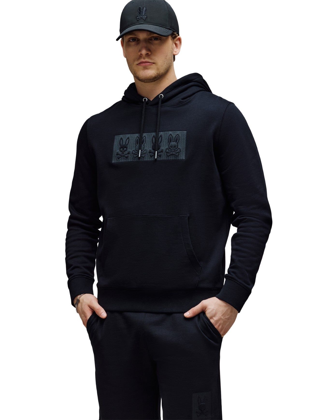 Mens Black Costello Embroidered French Terry Hoodie