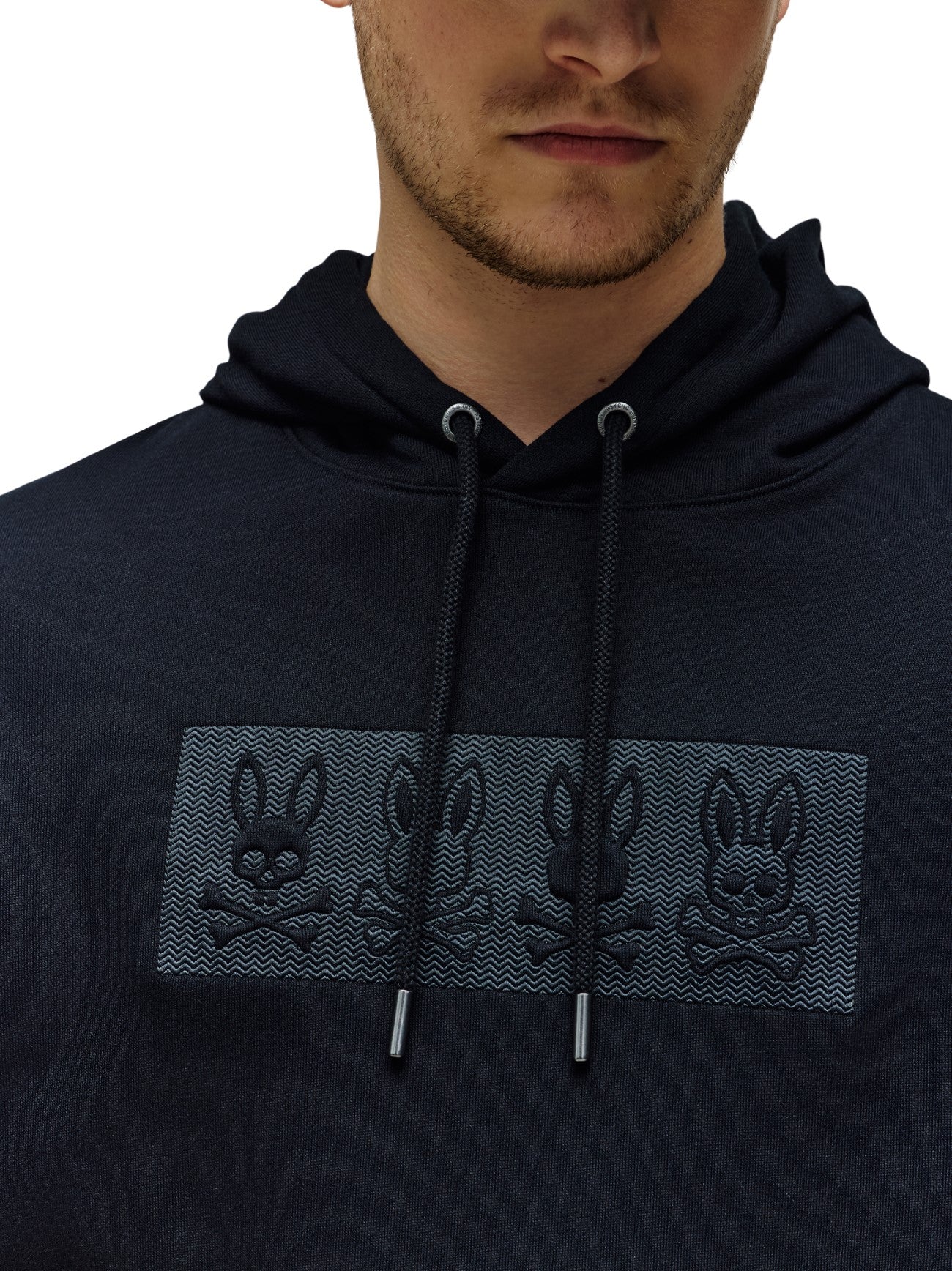 Mens Black Costello Embroidered French Terry Hoodie