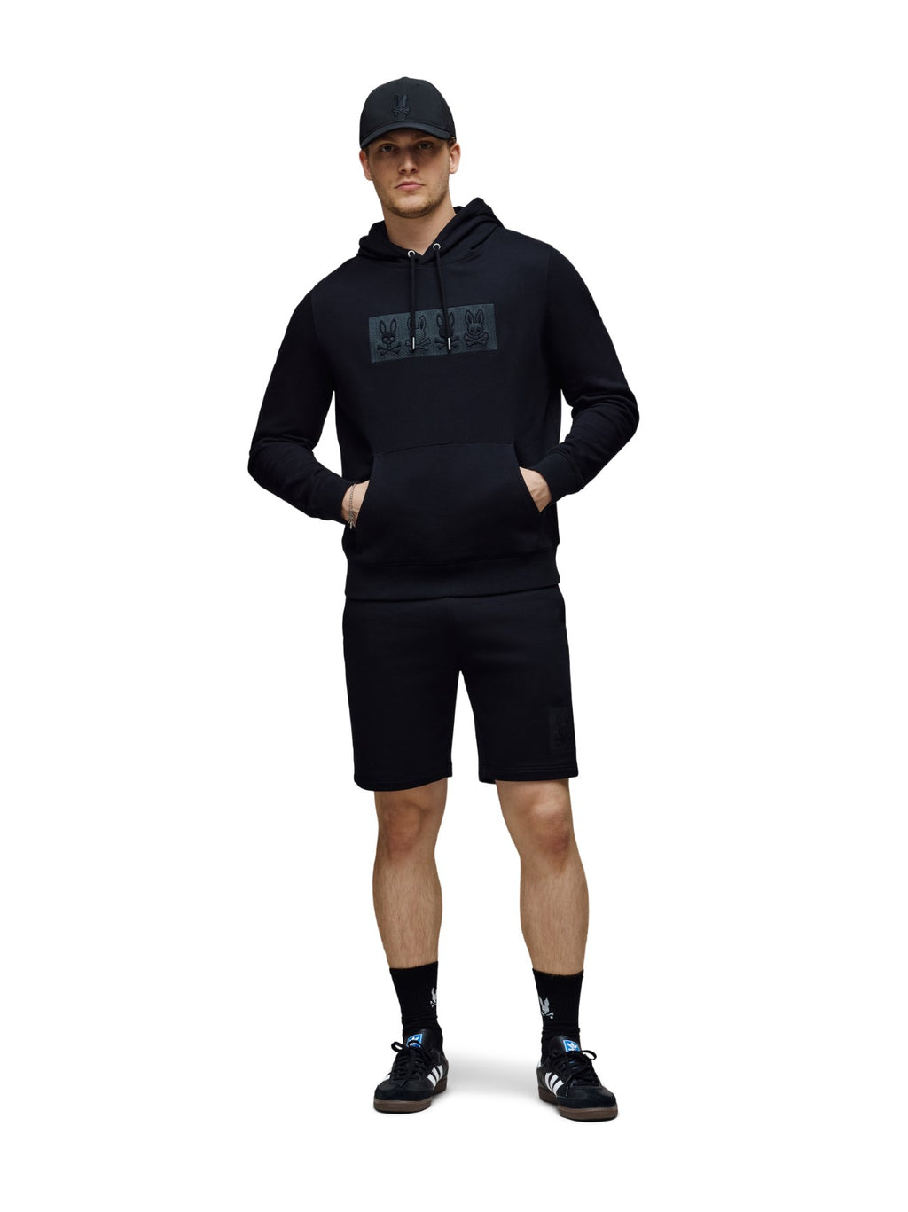 Mens Black Costello Embroidered French Terry Hoodie
