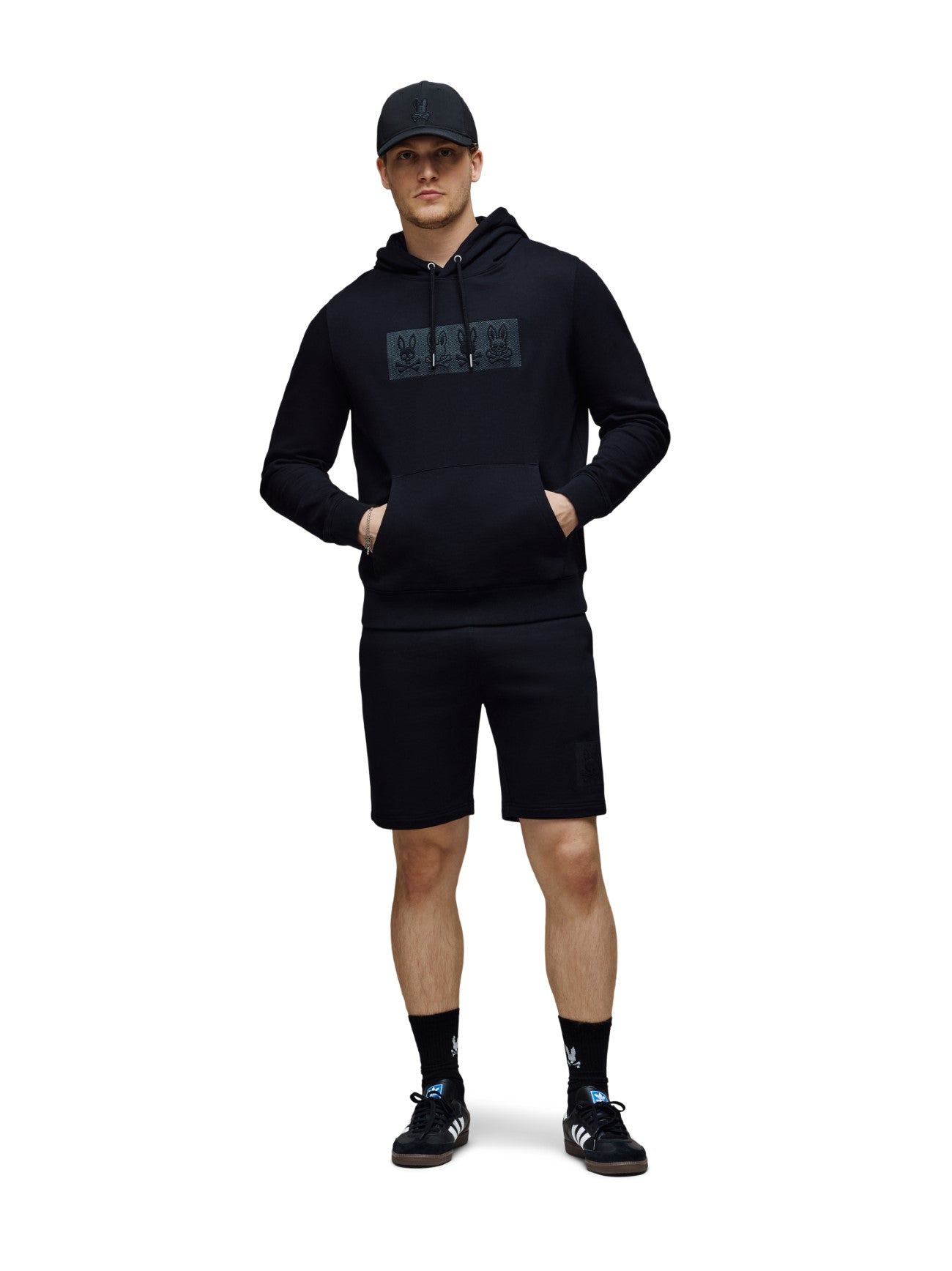 Mens Black Costello Embroidered French Terry Hoodie