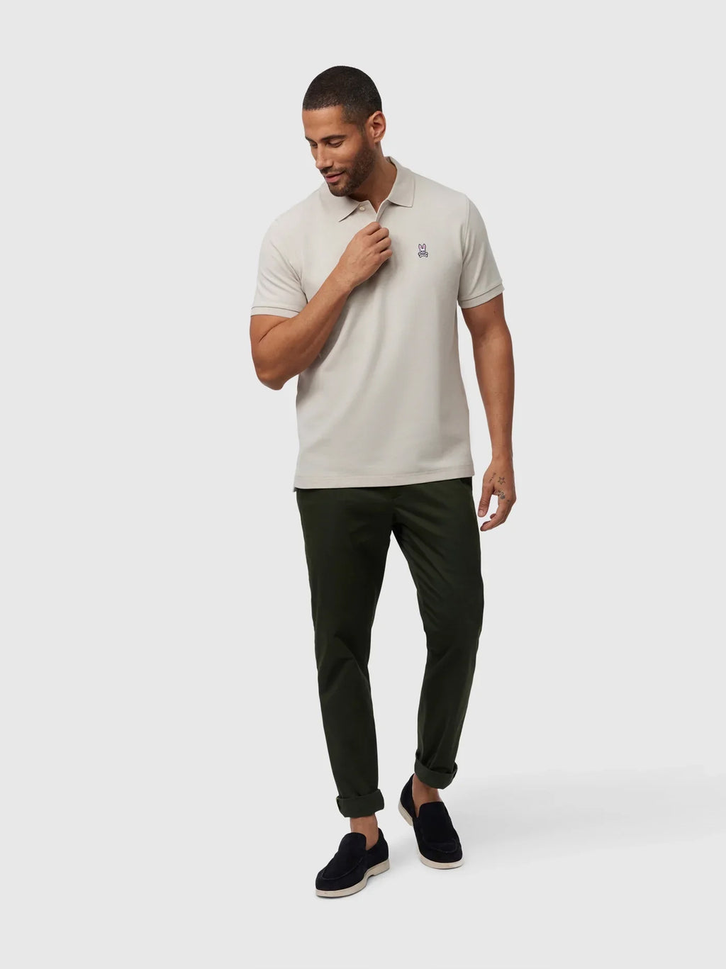 Mens Natural Linen Classic Pique Polo Shirt