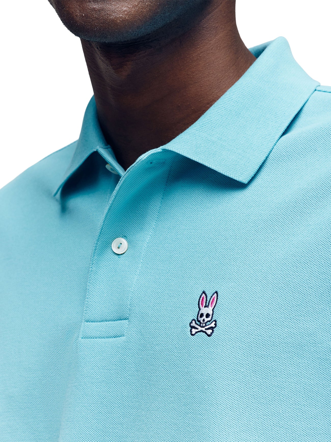 Mens Milky Blue Classic Pique Polo Shirt