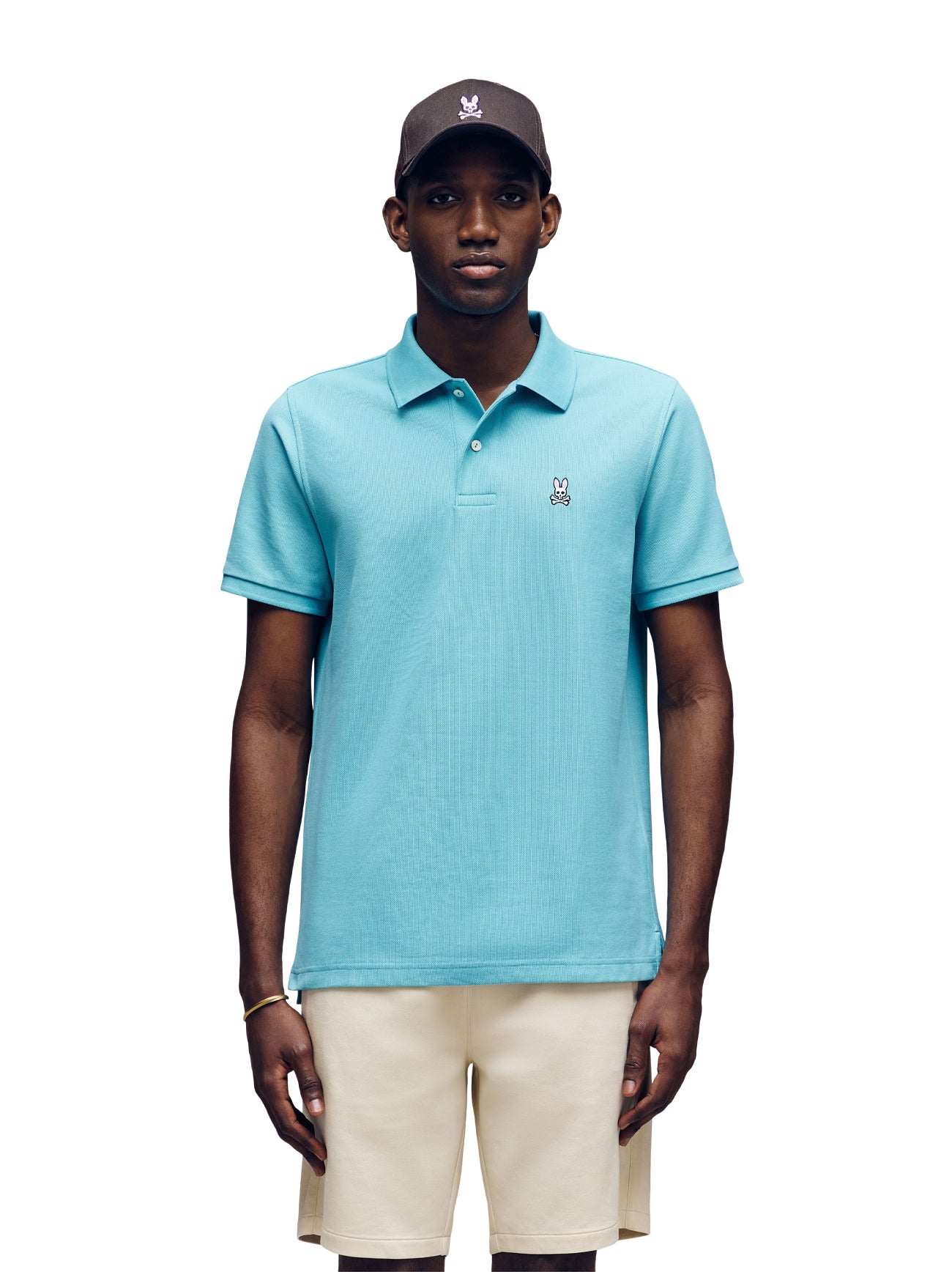 Mens Milky Blue Classic Pique Polo Shirt