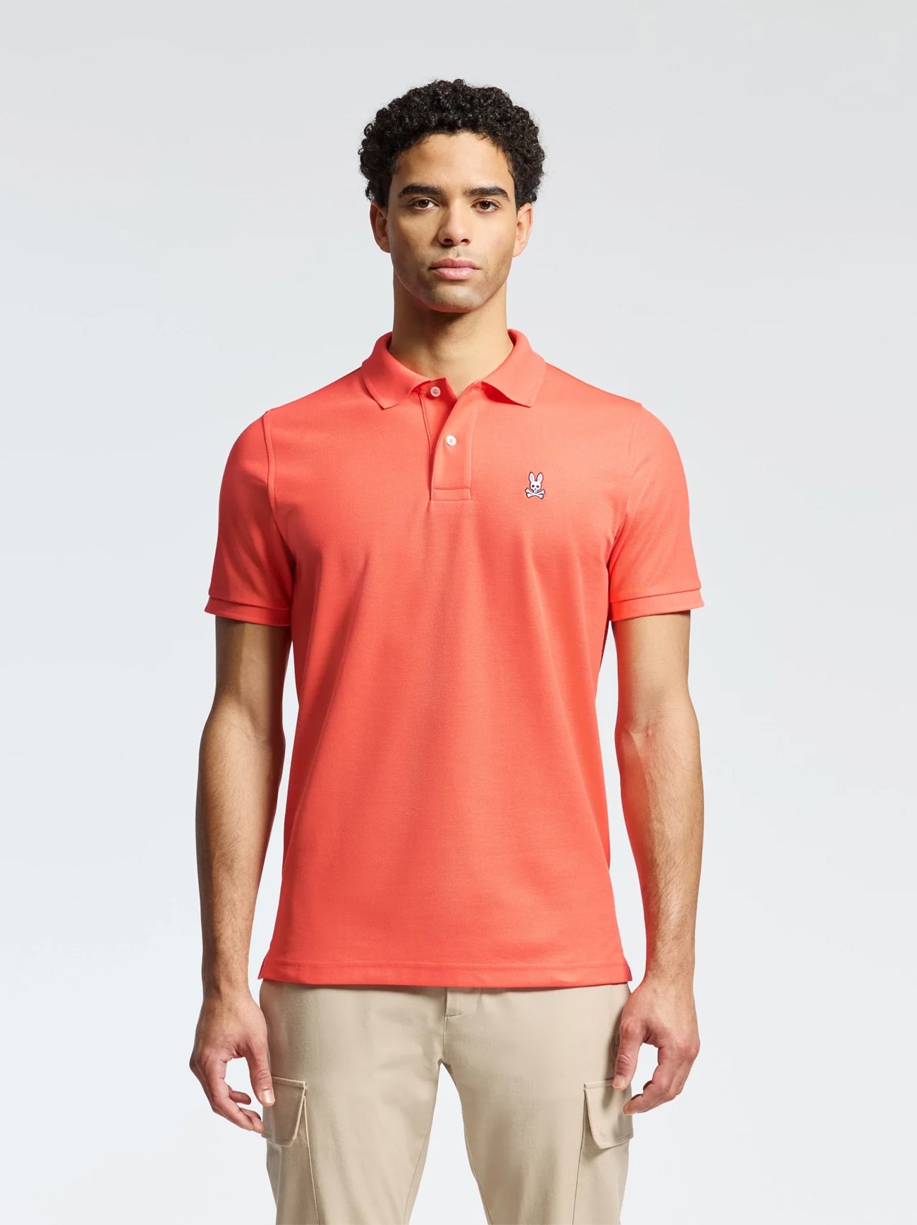 Mens Hot Coral Classic Pique Polo Shirt