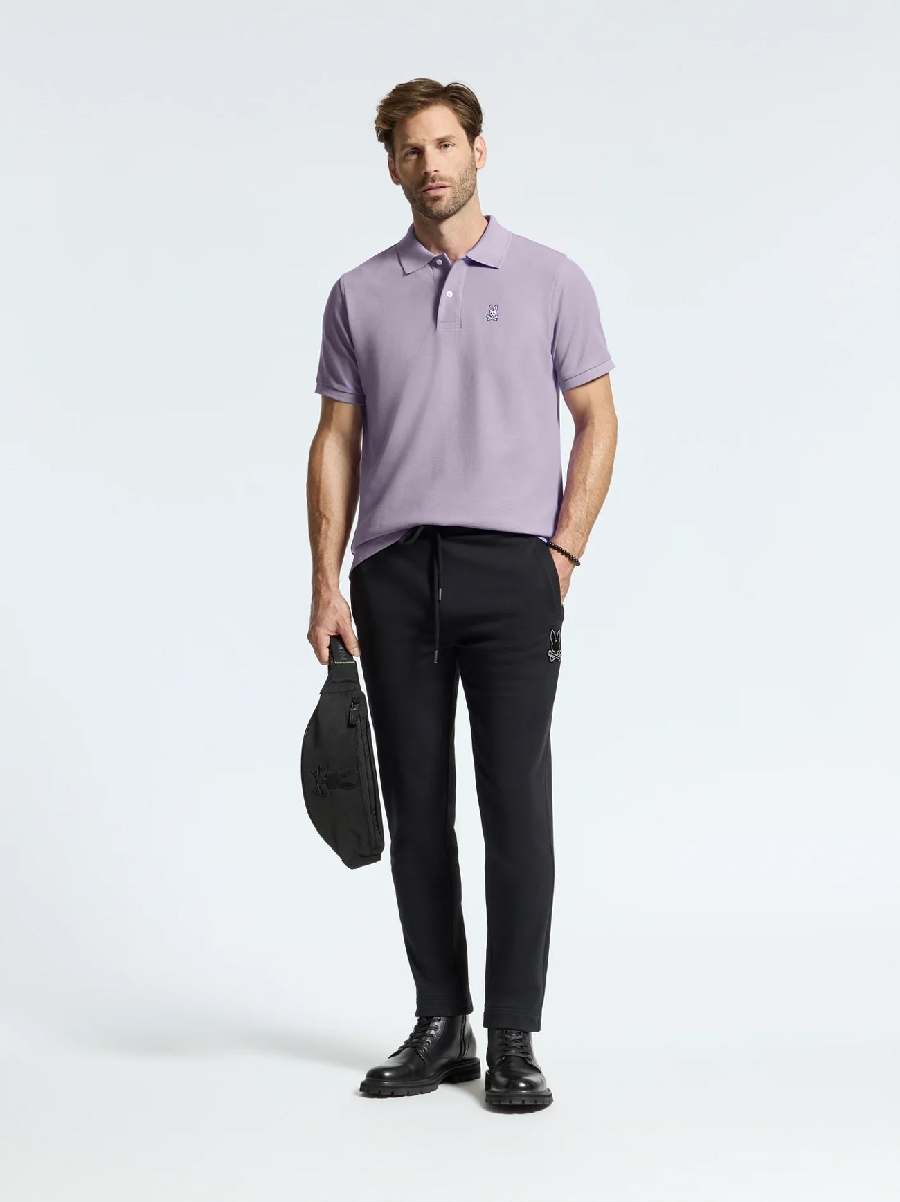 Mens Lavender Grey Classic Pique Polo Shirt
