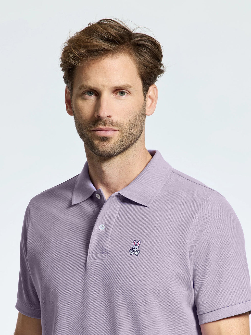 Mens Lavender Grey Classic Pique Polo Shirt