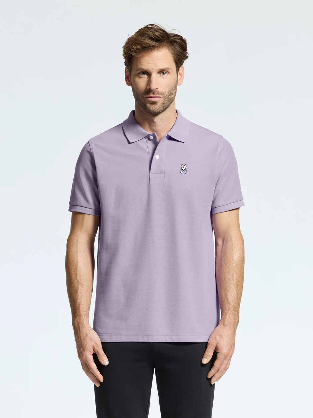 Mens Lavender Grey Classic Pique Polo Shirt