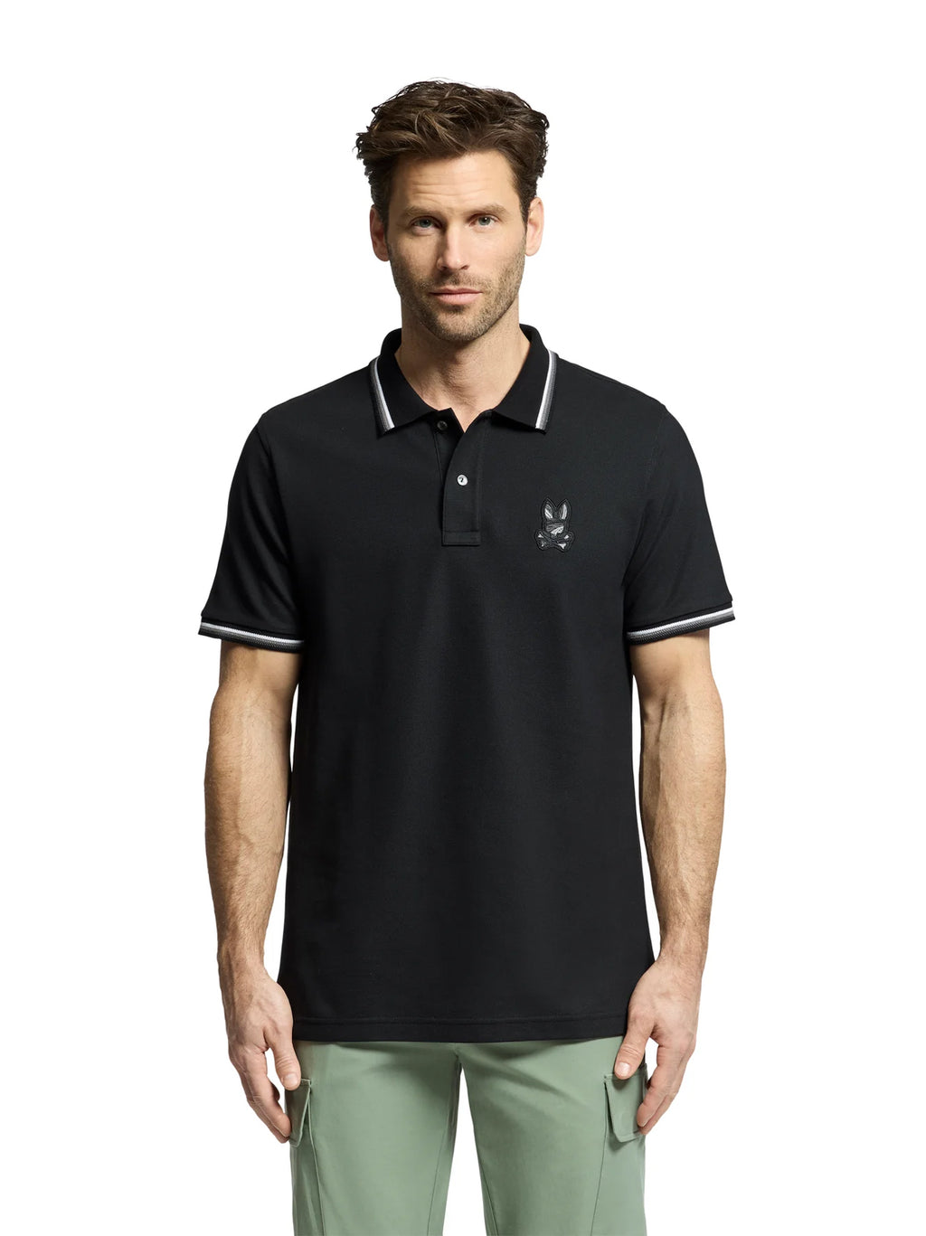 Mens Black Baxter Pique Polo Shirt