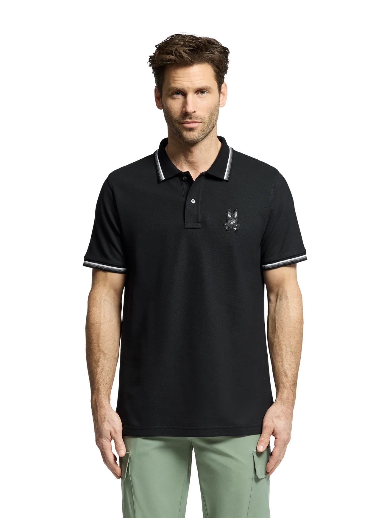 Mens Black Baxter Pique Polo Shirt