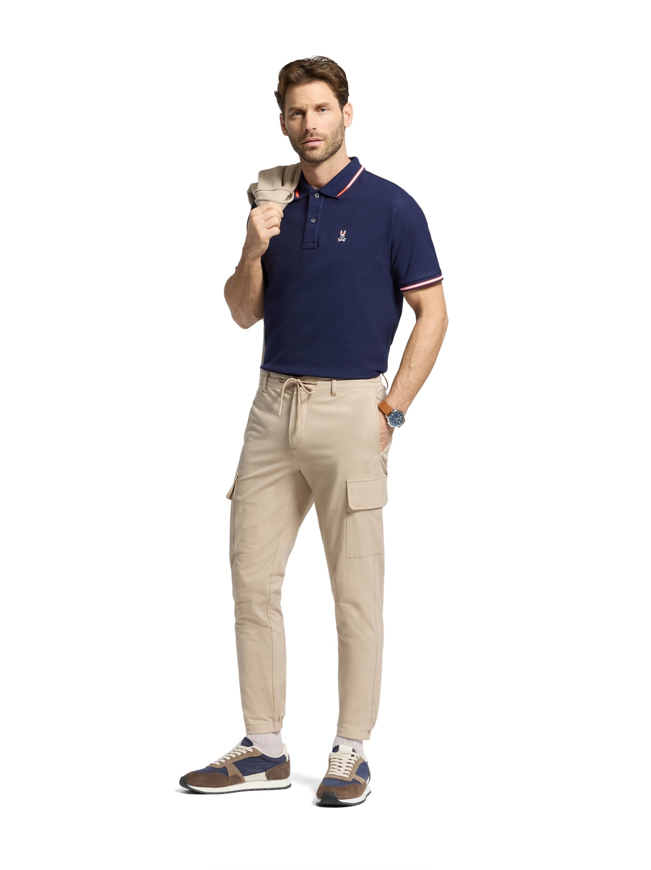 Mens Evening Blue Stirling Pique Polo Shirt