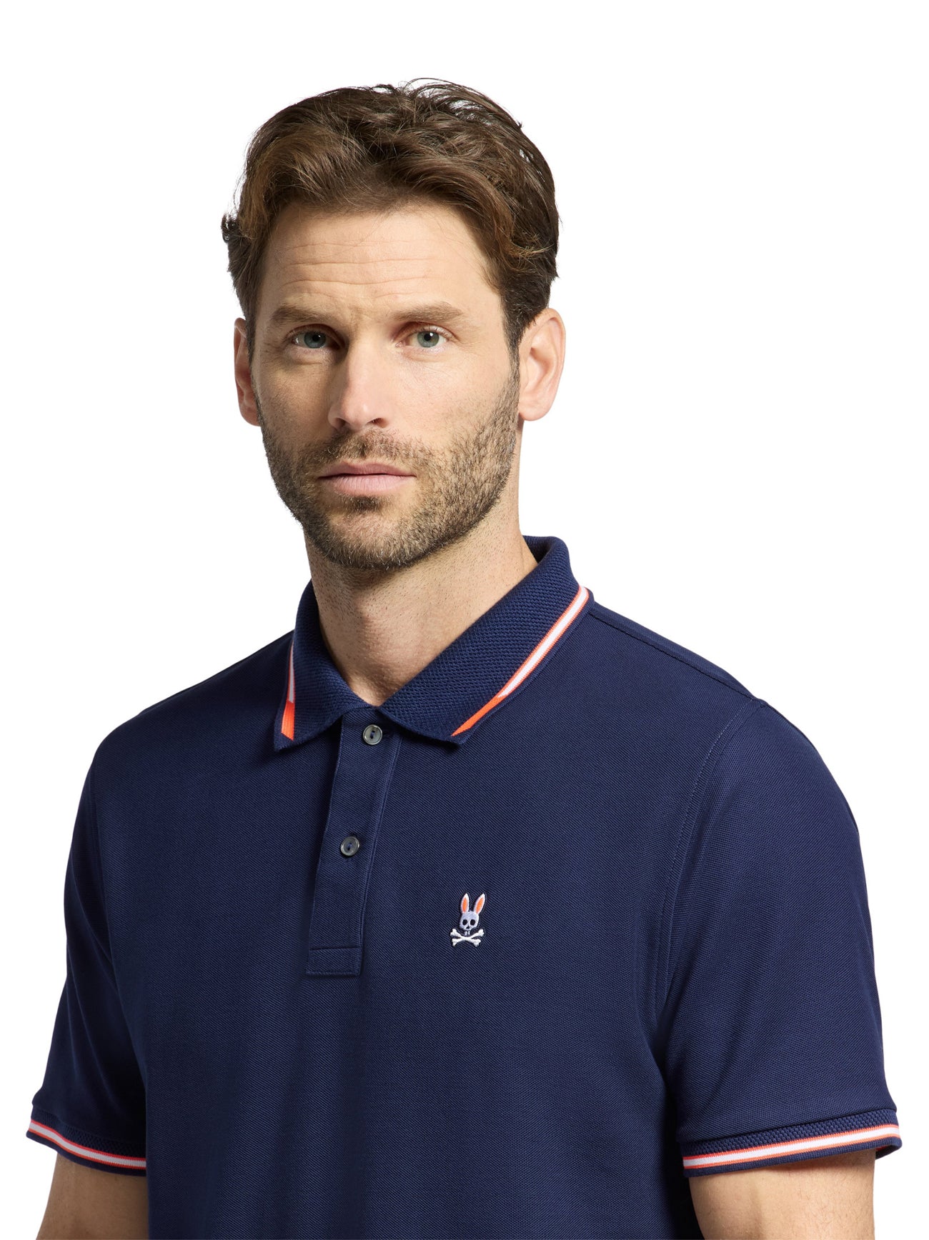 Mens Evening Blue Stirling Pique Polo Shirt