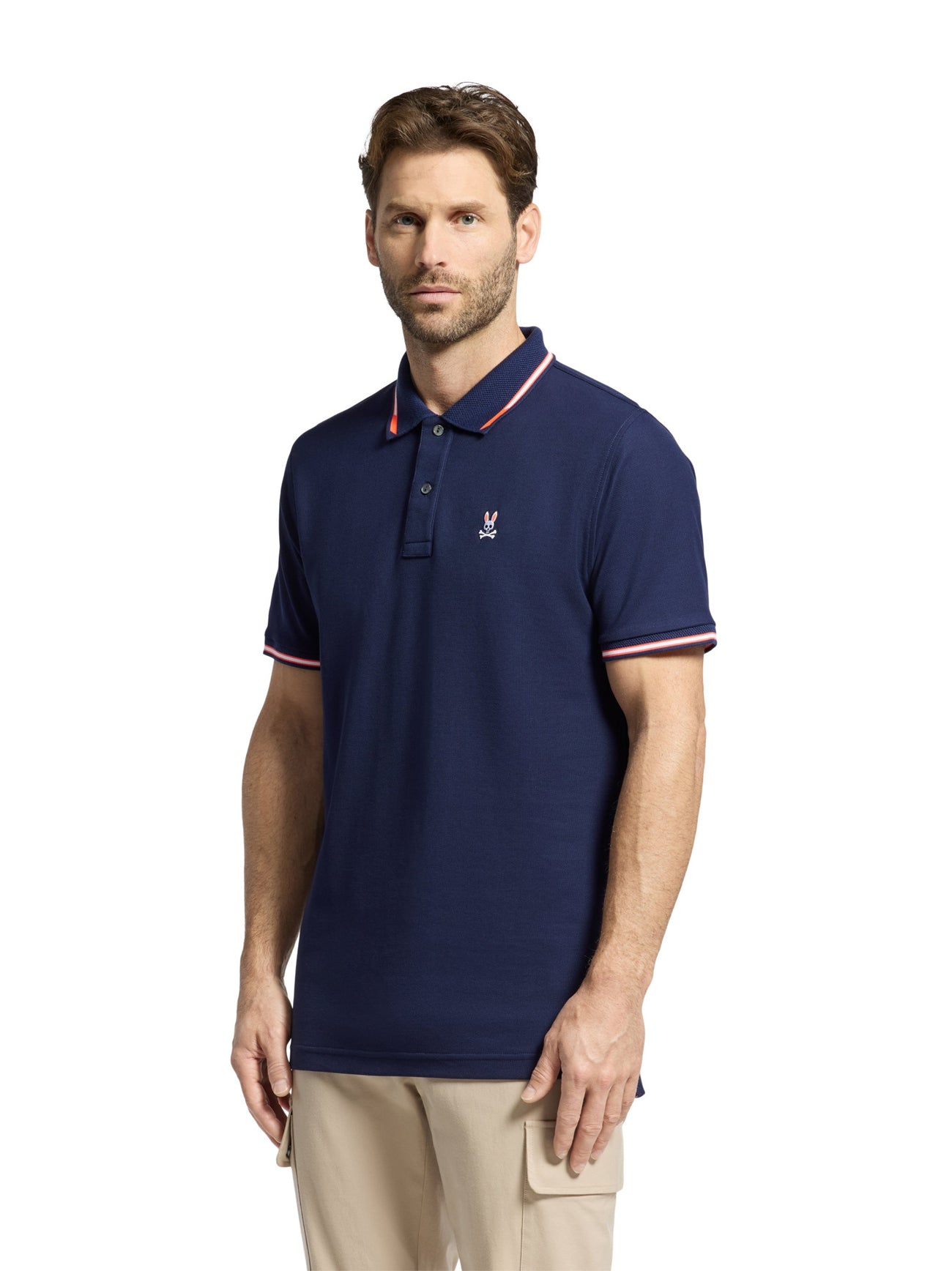 Mens Evening Blue Stirling Pique Polo Shirt
