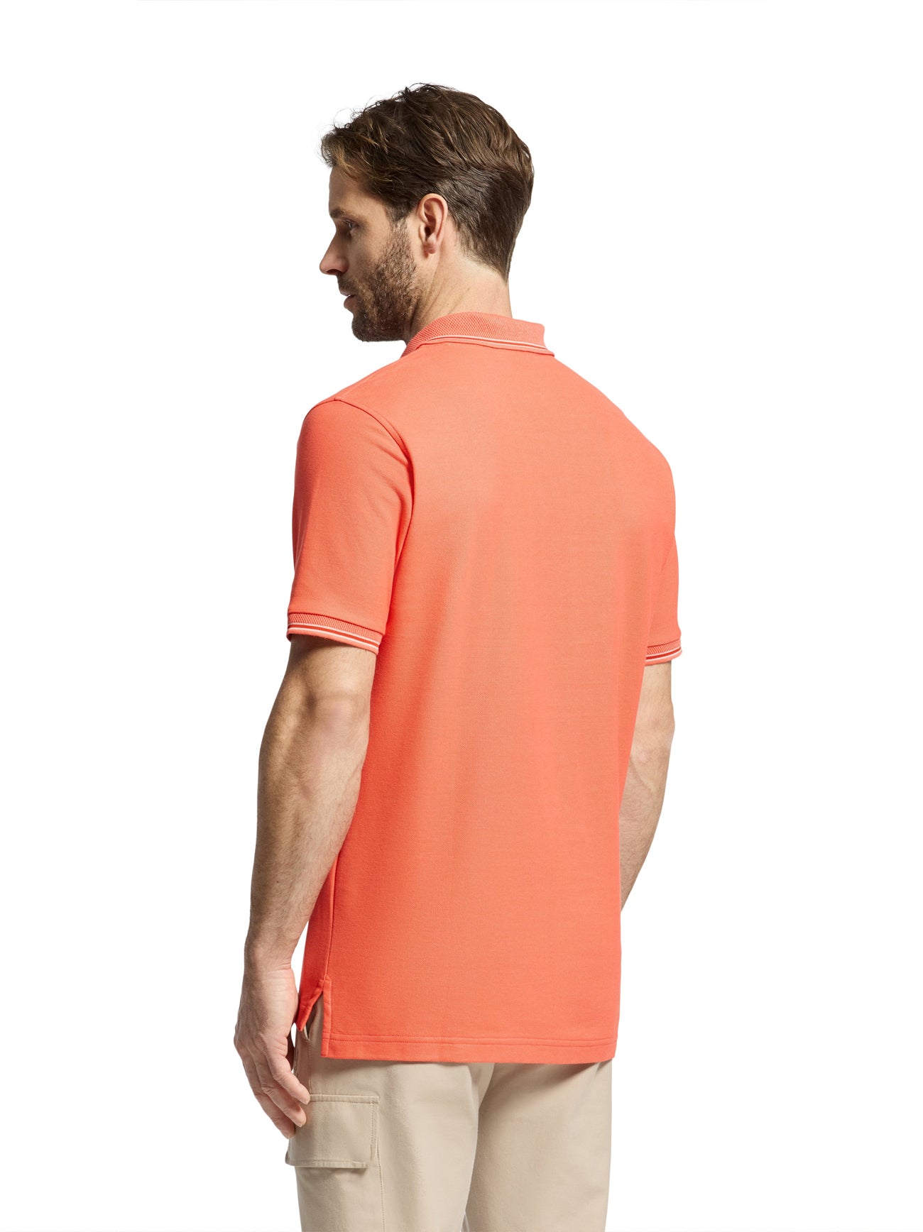 Mens Hot Coral Stirling Pique Polo Shirt