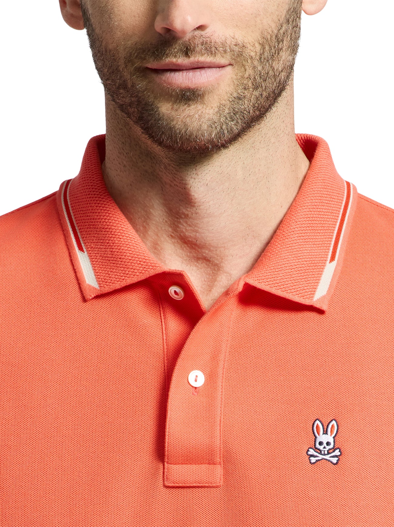 Mens Hot Coral Stirling Pique Polo Shirt