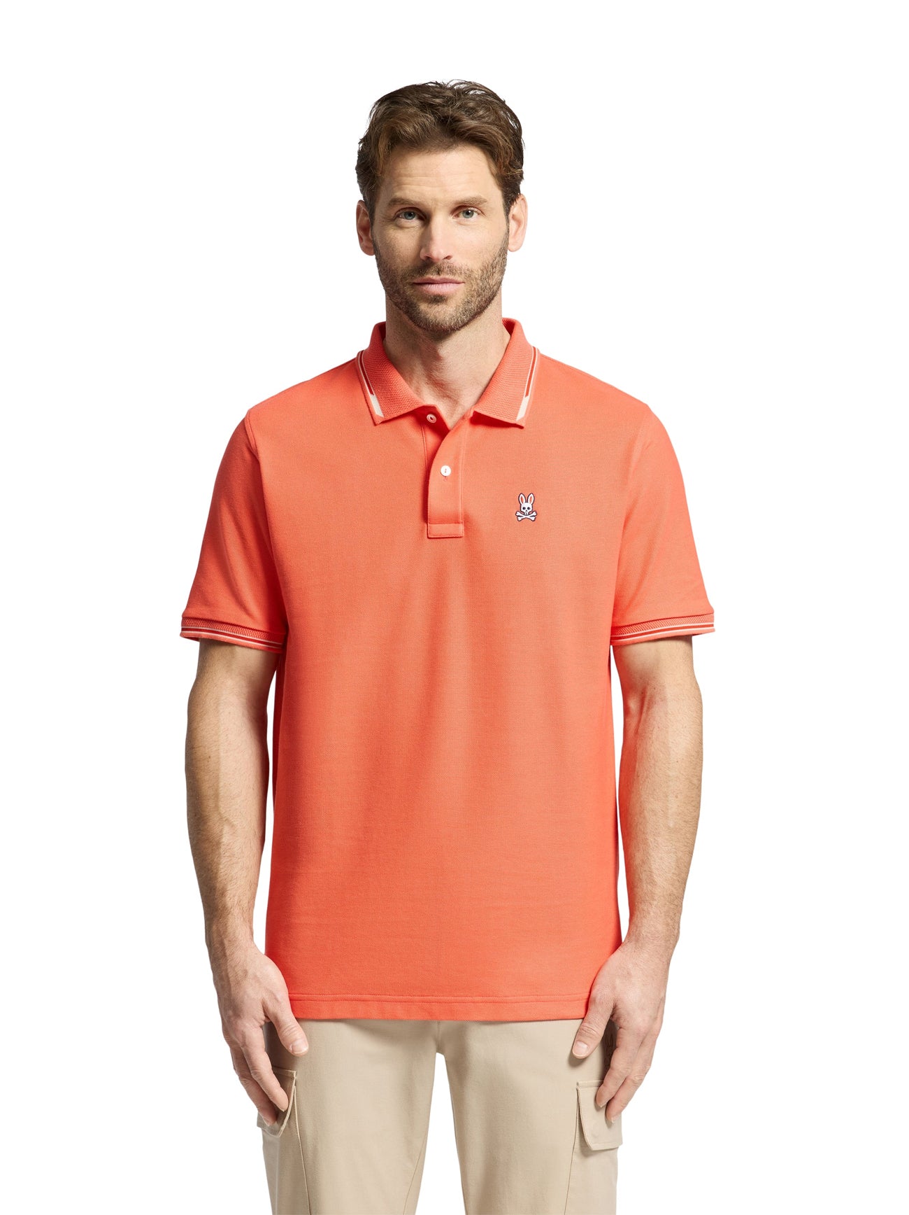 Mens Hot Coral Stirling Pique Polo Shirt