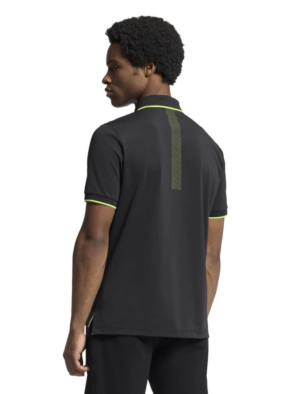 Mens Black Jeffrey Zip Placket Interlock Polo Shirt