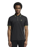 Mens Black Jeffrey Zip Placket Interlock Polo Shirt