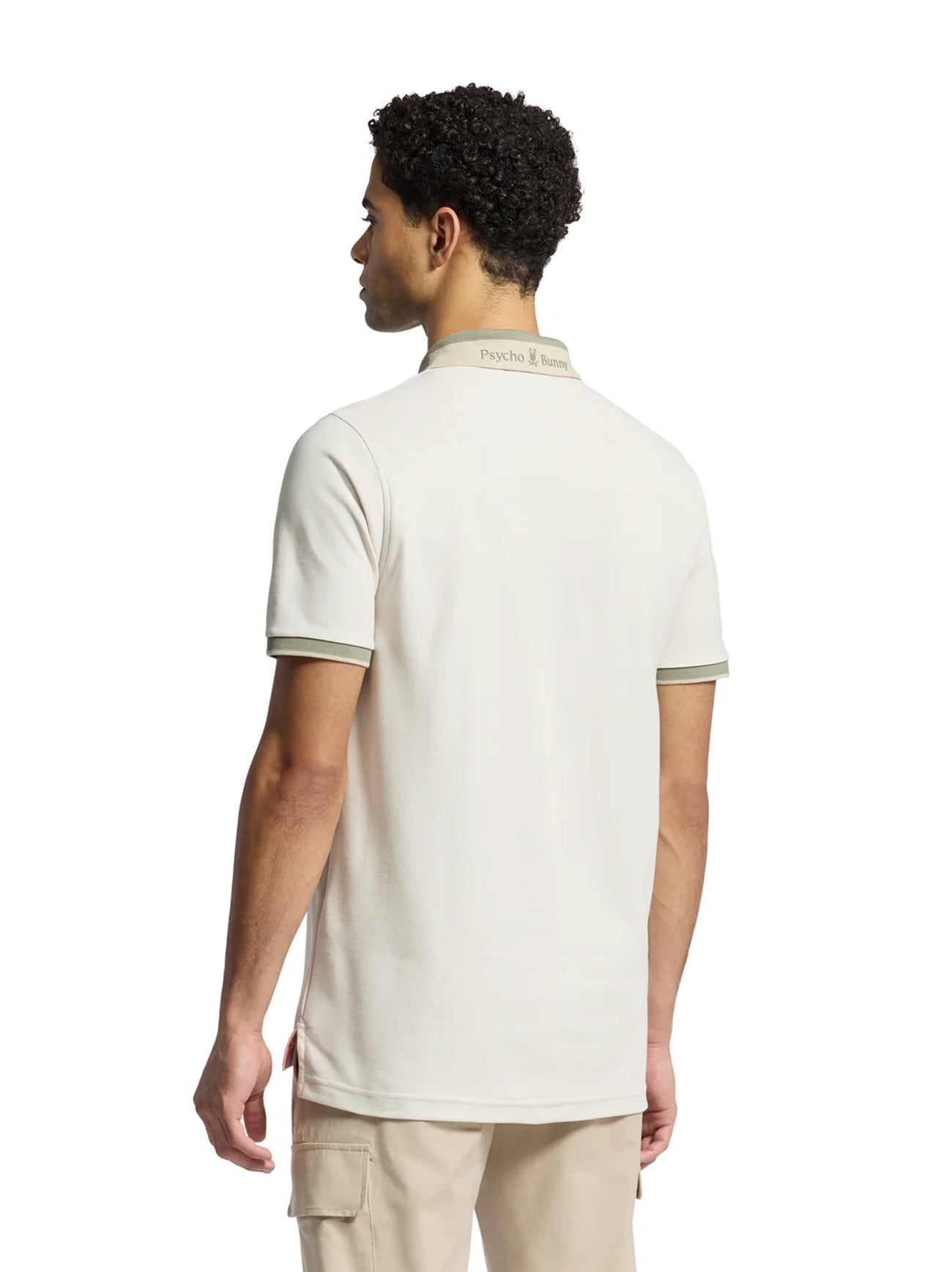 Mens Natural Linen Thatcher Pique Polo Shirt